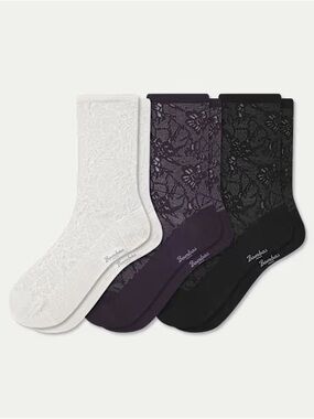 Bombas Floral Lace Half Calf Socks - Small
